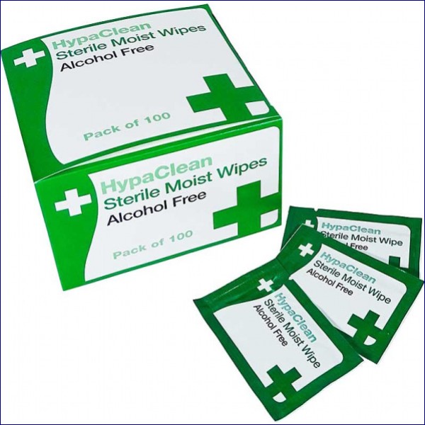 FAD5201 HYPACLEAN BS8599 STERILE MOIST WIPES ALCOHOLFREE 100 PACK
