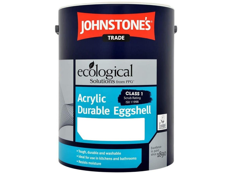 14PPG301546 JOHNSTONE'S TRADE ACRYLIC DURABLE EGGSHELL 5L BRILLIANT