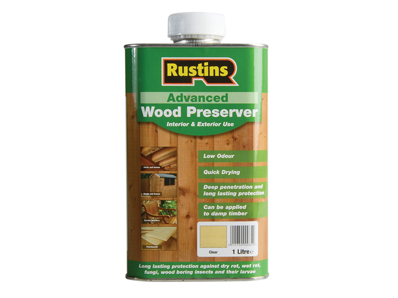 RUSAWPC1L Rustins Advanced Wood Preserver Clear 1 litre S10 Supplies