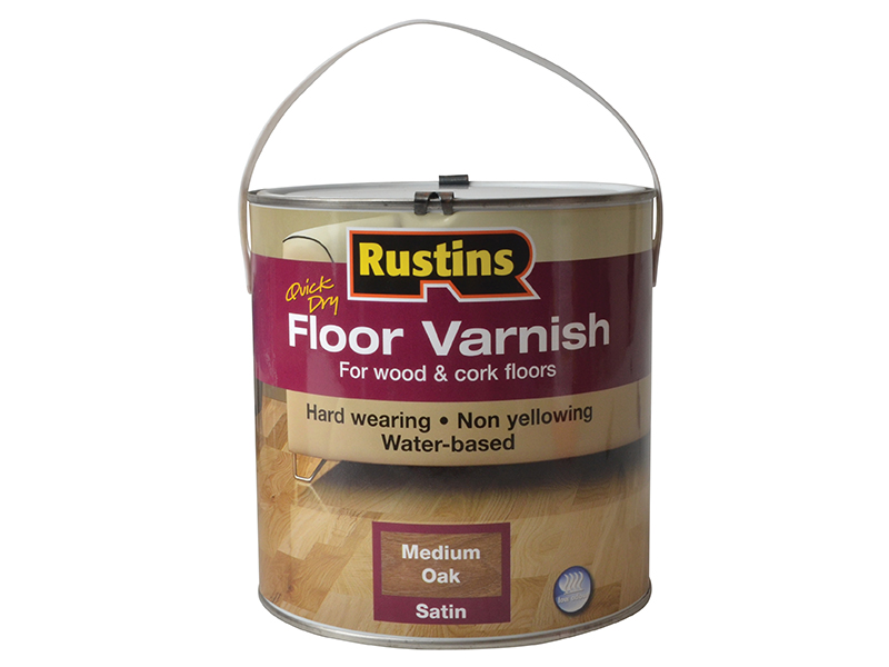 RUSQDCFVMO25 Rustins Quick Dry Coloured Floor Varnish Medium Oak 2.5
