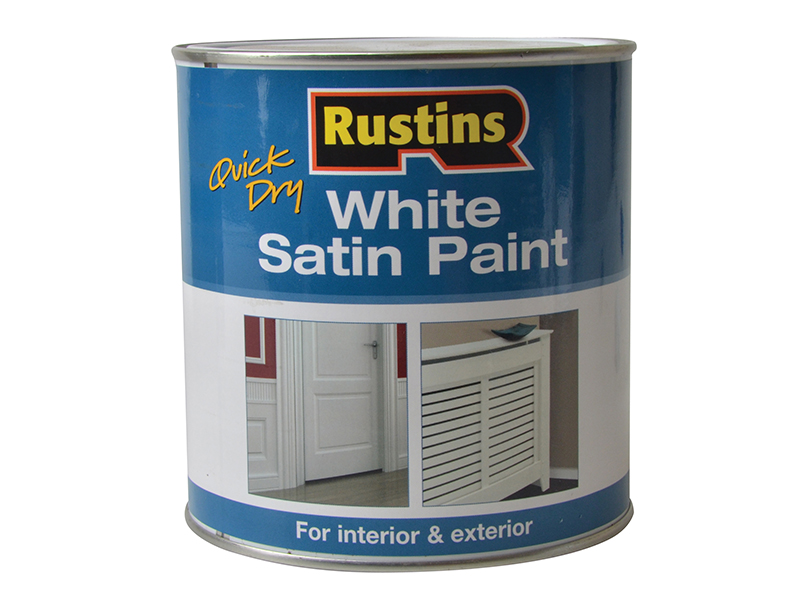 RUSWS1L Rustins Quick Dry White Satin Paint 1 Litre S10 Supplies