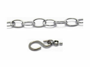 19EP200128 | 18" CHROME PLATED BATH CHAIN OPEN OVAL LINK WITH S HOOK