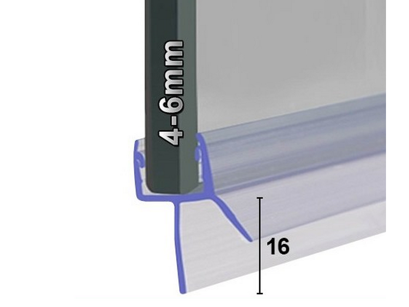 SEAL00514 46mm Glass Shower Seal 16mm Fin With Deflector 1.4M S10