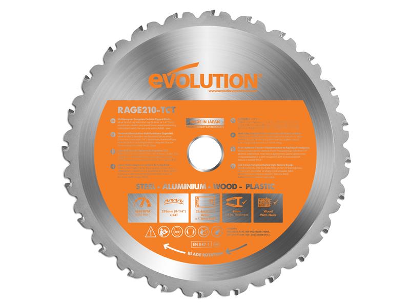 EVL210MULTI Evolution RAGE® MultiPurpose Circular Saw Blade 210 x 25